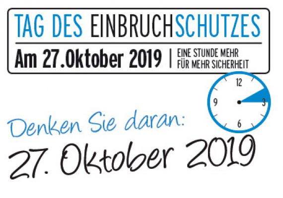 27. OKTOBER 2019– TAG DES EINBRUCHSCHUTZES
